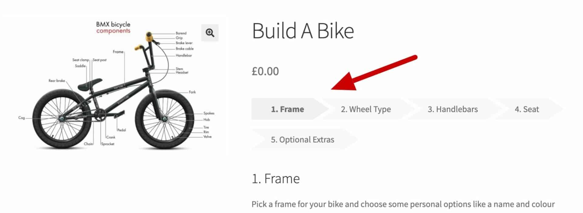 WooCommerce composite products example - build a bike
